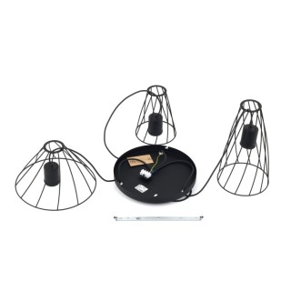 Suspension Modesto 3 lumières – noir – en métal – style loft