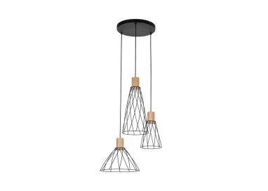 Suspension Modesto 3 lumières – noir – en métal – style loft