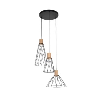 Suspension Modesto 3 lumières – noir – en métal – style loft