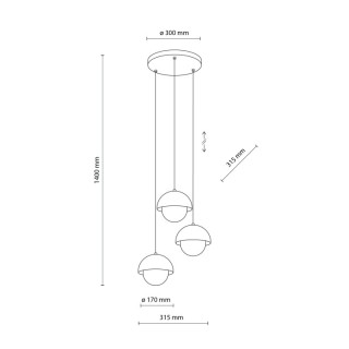 Suspension Bono 3 lumières – en métal – style moderne