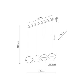 Suspension Bono 4 lumières – en métal – style moderne