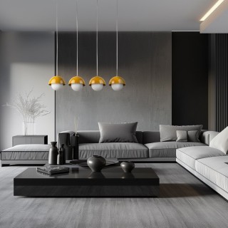 Suspension Bono 4 lumières – ocre – en métal – style moderne