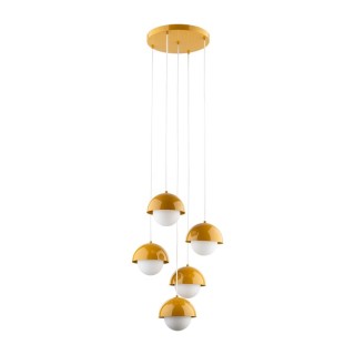 Suspension Bono 5 lumières – ocre – en métal – style moderne