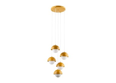 Suspension Bono 5 lumières – ocre – en métal – style moderne
