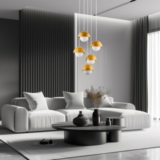 Suspension Bono 5 lumières – ocre – en métal – style moderne