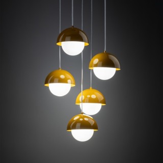 Suspension Bono 5 lumières – ocre – en métal – style moderne