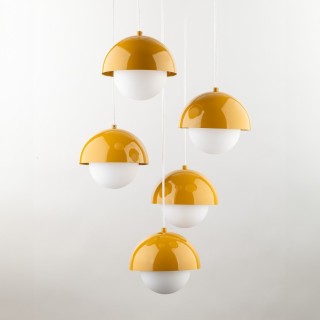Suspension Bono 5 lumières – ocre – en métal – style moderne