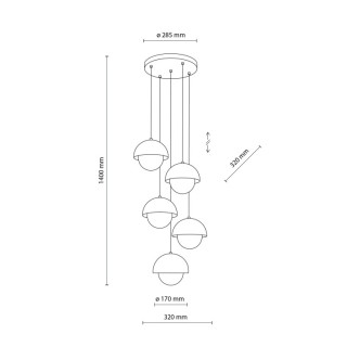Suspension Bono 5 lumières – ocre – en métal – style moderne