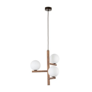 Suspension Estera 3 lumières – noix – en métal et bois – style moderne