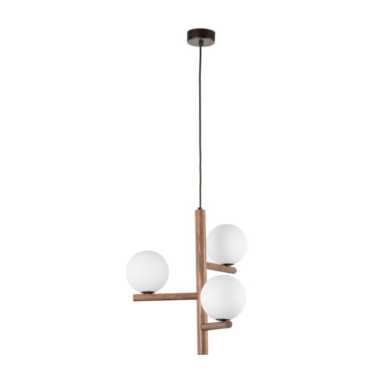 Suspension Estera 3 lumières – noix – en métal et bois – style moderne