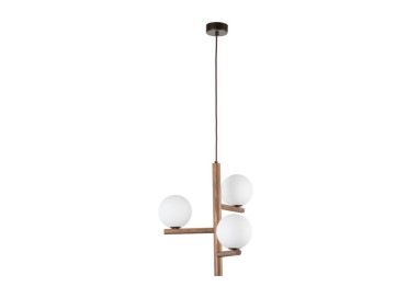 Suspension Estera 3 lumières – noix – en métal et bois – style moderne