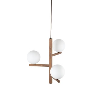 Suspension Estera 3 lumières – noix – en métal et bois – style moderne