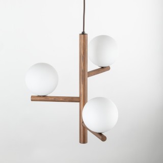 Suspension Estera 3 lumières – noix – en métal et bois – style moderne