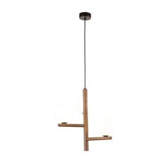 Suspension Estera 3 lumières – noix – en métal et bois – style moderne