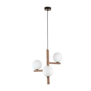 Suspension Estera 3 lumières – noix – en métal et bois – style moderne
