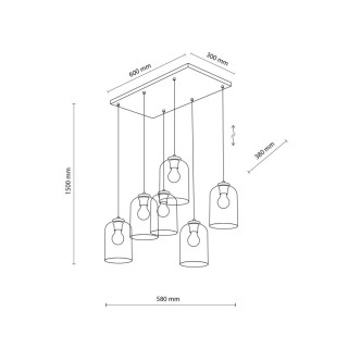 Suspension Molly 6 lumières – noir – en métal – style moderne et chic