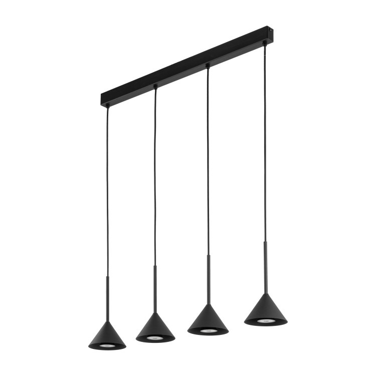 Suspension Cono 4 lumières – noir – en métal – style moderne et loft
