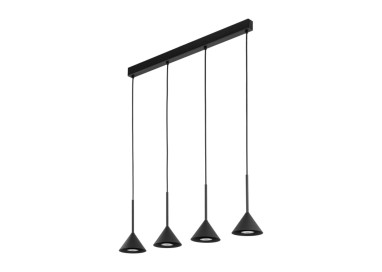 Suspension Cono 4 lumières – noir – en métal – style moderne et loft