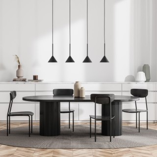 Suspension Cono 4 lumières – noir – en métal – style moderne et loft