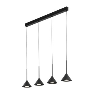 Suspension Cono 4 lumières – noir – en métal – style moderne et loft
