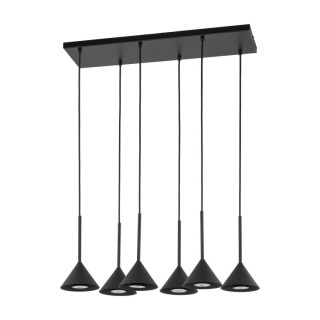 Suspension Cono 6 lumières – noir – en métal – style moderne et loft