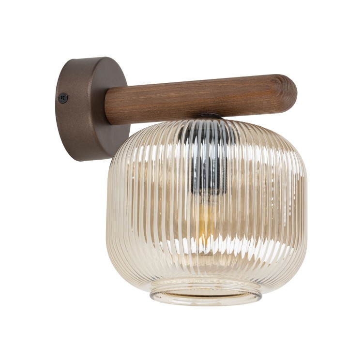 Lampe à poser Salvia – brun – en métal et bois – style classique