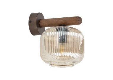 Lampe à poser Salvia – brun – en métal et bois – style classique