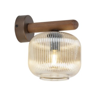 Lampe à poser Salvia – brun – en métal et bois – style classique