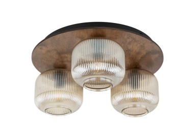 Plafonnier Salvia – brun – en métal et bois – style classique