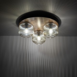 Plafonnier Salvia – brun – en métal et bois – style classique