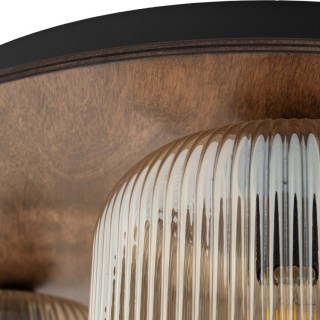 Plafonnier Salvia – brun – en métal et bois – style classique