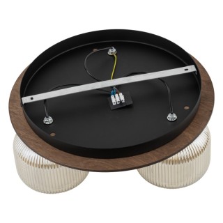 Plafonnier Salvia – brun – en métal et bois – style classique