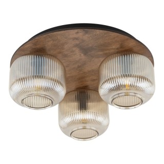 Plafonnier Salvia – brun – en métal et bois – style classique