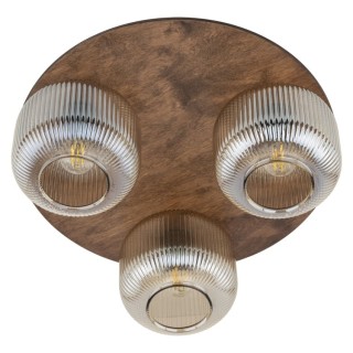 Plafonnier Salvia – brun – en métal et bois – style classique