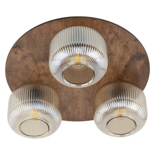 Plafonnier Salvia – brun – en métal et bois – style classique