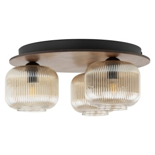 Plafonnier Salvia – brun – en métal et bois – style classique