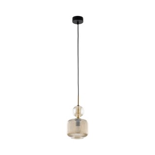 Suspension Sophia – noir & cognac – en métal et verre – style chic