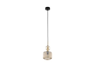 Suspension Sophia – noir & cognac – en métal et verre – style chic