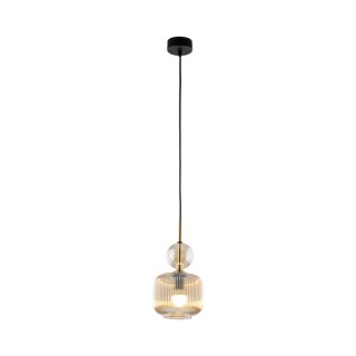 Suspension Sophia – noir & cognac – en métal et verre – style chic