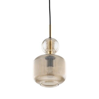 Suspension Sophia – noir & cognac – en métal et verre – style chic