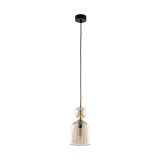 Suspension Sophia – noir & cognac – en métal et verre – style chic