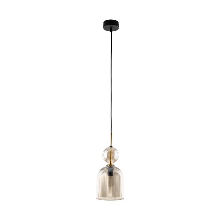 Suspension Sophia – noir & cognac – en métal et verre – style chic