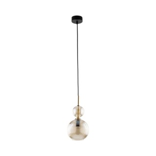 Suspension Sophia – noir & cognac – en métal et verre – style chic