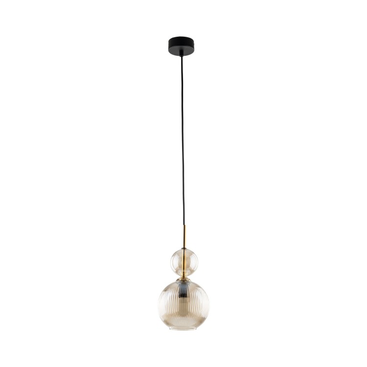 Suspension Sophia – noir & cognac – en métal et verre – style chic