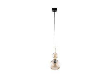 Suspension Sophia – noir & cognac – en métal et verre – style chic