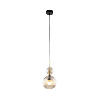 Suspension Sophia – noir & cognac – en métal et verre – style chic