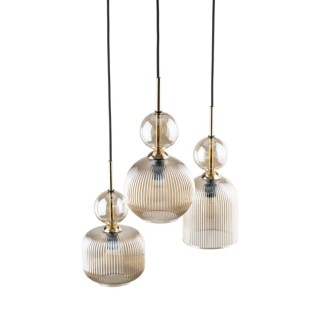 Suspension Sophia – noir & cognac – en métal et verre – style chic