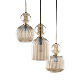 Suspension Sophia – noir & cognac – en métal et verre – style chic