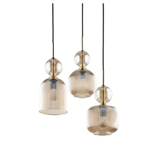 Suspension Sophia – noir & cognac – en métal et verre – style chic