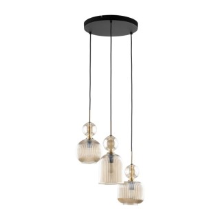 Suspension Sophia – noir & cognac – en métal et verre – style chic